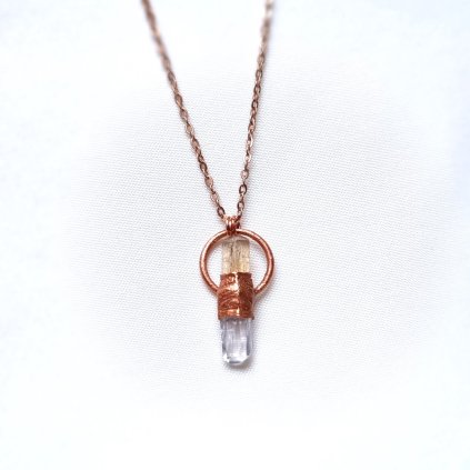 Danburit a zlatý Imperial topaz - šperk/náhrdelník