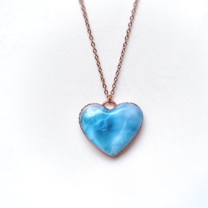 Šperky s larimarem Top Larimar srdce (Dominikánská republika) - šperk/náhrdelník