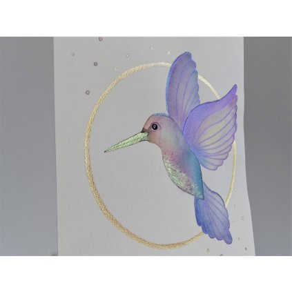 Kolibřík - originální malba akvarelem  Autorská malba