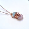 Vzácné drahokamy - Šperky Soul of Aurora Akvamarín a morganit, přírodní krystaly - šperk/náhrdelník