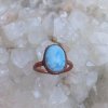 Larimar - prsten, ruční tvorba šperků z mědi a krystalů