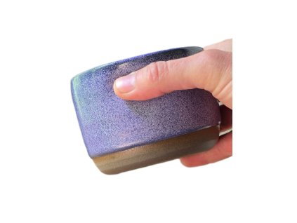 Kameninový kalíšek Cappuccino Nebula 350 ml s fialovými mikrokrystalky