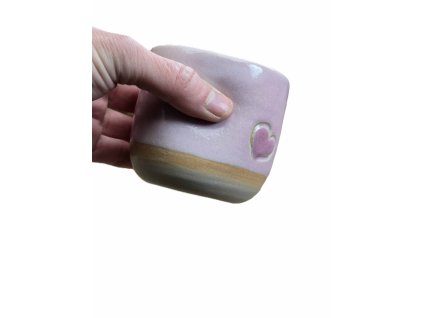 yunomi kalíšek pinkish se srdcem růžový kameninový šálek