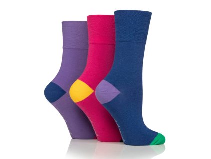 Dámske 3 páry módne ponožky Gentle Grip COLOUR LADY lem bez gumičiek