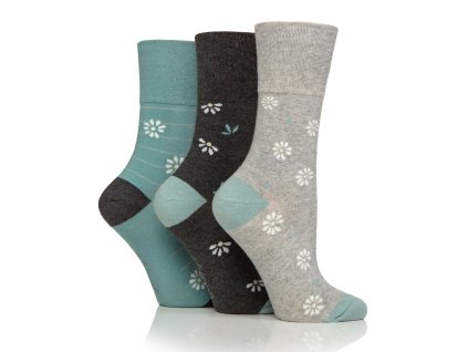 Dámske 3 páry módne ponožky Gentle Grip DAISY lem bez gumičiek