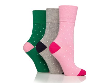 Dámske 3 páry módne ponožky Gentle Grip MICRO DOTS lem bez gumičiek
