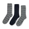 Pánske TORE 100% recyklované bavlnené prúžkované ponožky, 3 páry (farba VZORF)