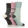 Dámske 3 páry módne ponožky Gentle Grip REVERIE STRIPE lem bez gumičiek