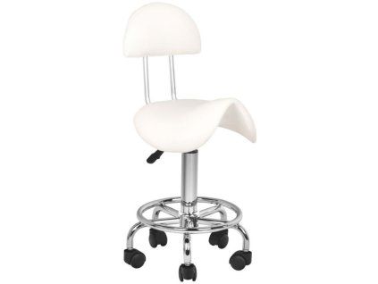 Sedlová kosmetická židle s opěradlem BeautyOne  BAZAR#1070 | bílá