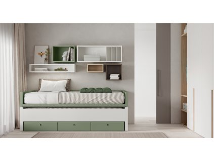 barevná postel s výsuvným lůžkem