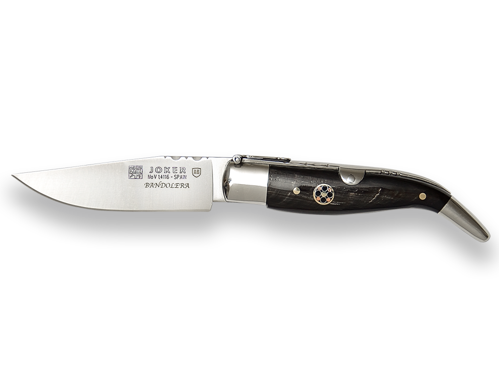 Fotografie Klasický španělský kapesní nůž Bandolera Joker 80mm (zdobený býčí roh)