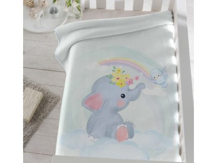 Dětská španělská deka Piel 80 x 110 cm - Sloník s duhou