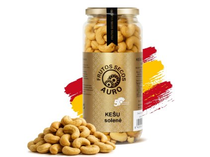 Fotografie praktického zip-lock sáčku s 400 g pražených a lehce solených kešu ořechů – ideální zdravá svačina plná bílkovin a zdravých tuků