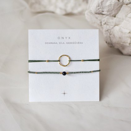 Set náramků karma a onyx khaki