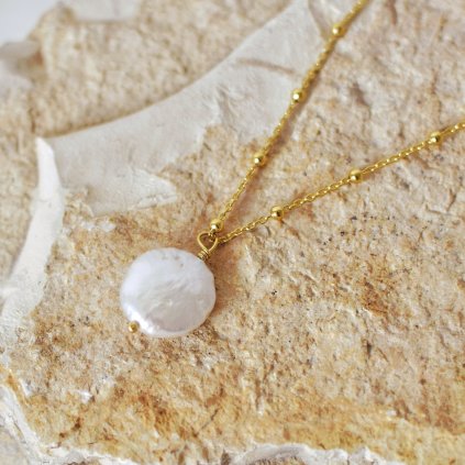 Náhrdelník s oblázkovou říční perlou