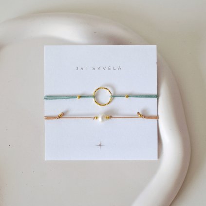 Set náramků pro maminku Karma a říční perla