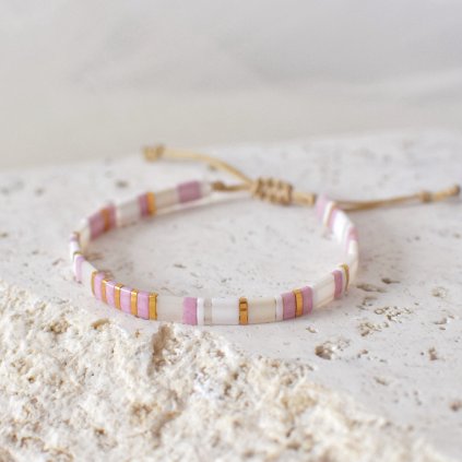 Korálkový náramek Miyuki Tila lila