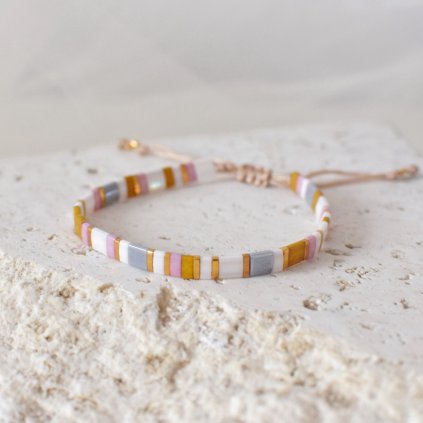 Korálkový náramek Miyuki Tila okrový