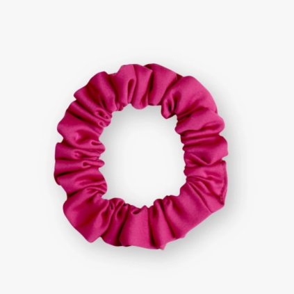 Malá saténová scrunchie gumička - Fuchsia matná
