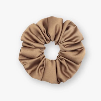Velká saténová scrunchie gumička - Pekanová matná