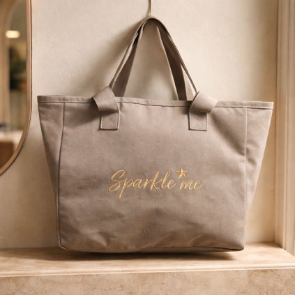 Bag large beach / šedá plážová taška Sparkle Me extra velká