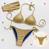 Zlaté plavky brazilky 3v1 Sparkle Me / Golden Brazilian bikini set with matching accessory Sparkle Me