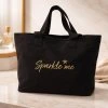 Sparkle Me velká plážová taška černá zlatý nápis