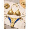 gold bikini set with hairband or a bow