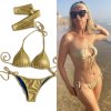 Zlaté zářivé plavky 3v1 / 3 piece Golden super shine brazilian bikini