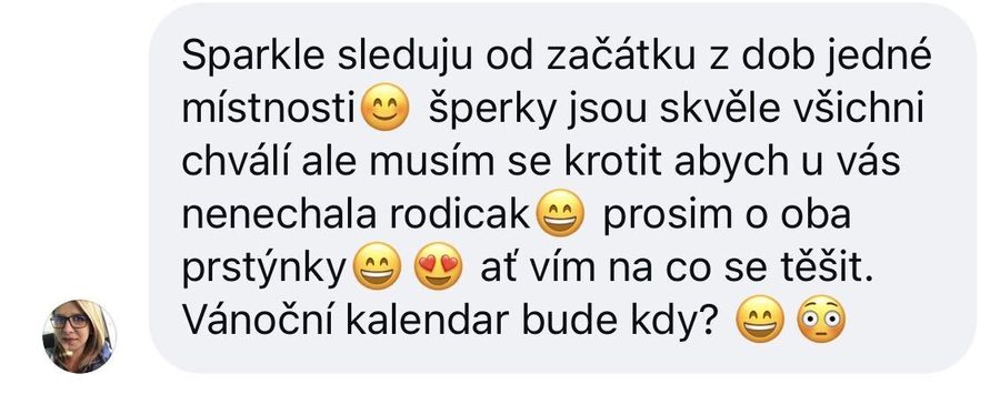 Zpráva zákaznice: Sparkle sleduju od začátku… Vánoční kalendář bude kdy?