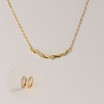 náhrdelník, elegance, stříbro AG 925/1000, pozlacené stříbro 925/1000, zirkony, dárek pro ženu, šperk