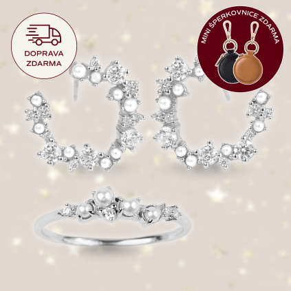 Sada Náušnic s prstýnku Záře s perlami