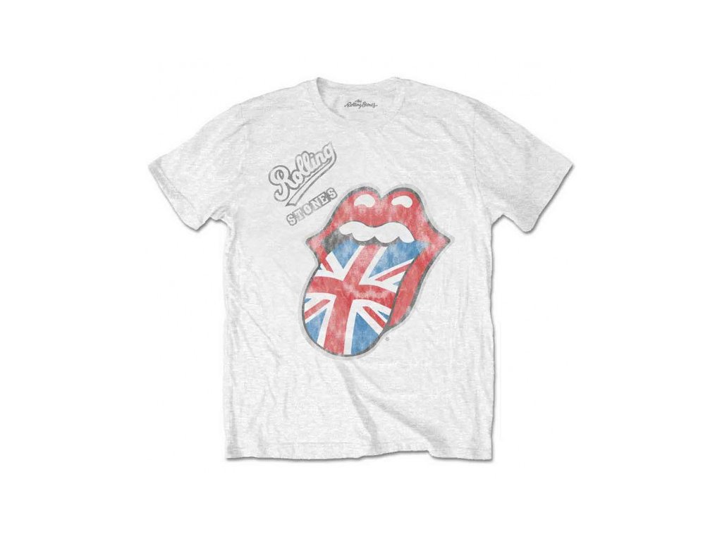 ROLLING STONES - VINTAGE BRITISH TONGUE (SOFT HAND INKS) (WHITE) - TRIKO