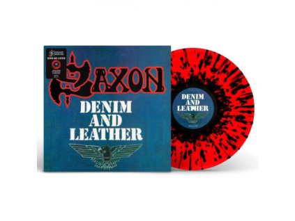 SAXON - DENIM AND LEATHER (RED/BLACK SPLATTER VINYL) - LP