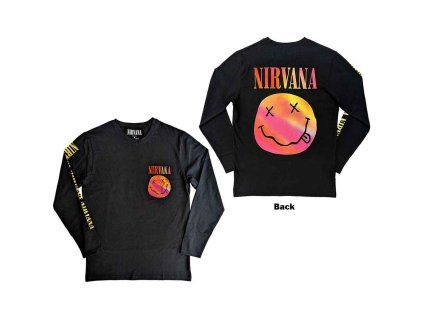NIRVANA - GRADIENT HAPPY FACE - TRIKO (Barva Černá, Velikost S)