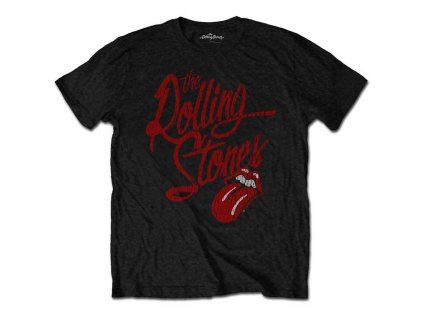 ROLLING STONES - THE - SCRIPT LOGO - TRIKO (Barva Černá, Velikost S)