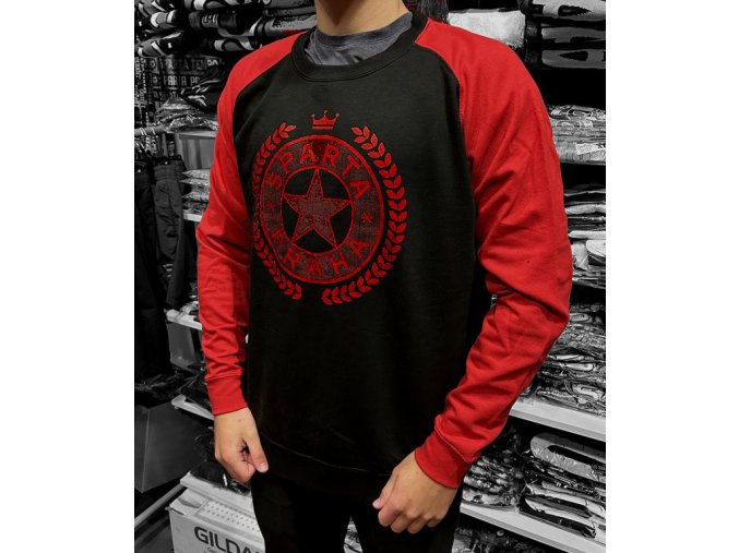 Mikina bez kapuce - černočervená -  Starý znak Sparty