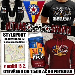 V dnes bude Stylsport otevřený od 15:00 až do fotbalu do 18:00. Skladem máme řadu zajímavých sparťanských novinek. ul....