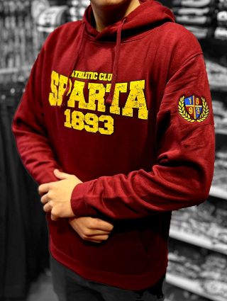 Sparťanská mikina s potiskem na hrudi a výšivkou na paži. na eshopu zde: https://www.spartani.cz/mikiny/
