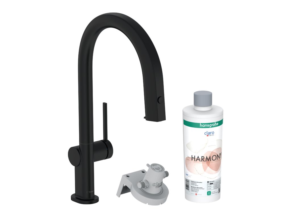 Hansgrohe Aqittura M91 FilterSystem 210, vytažitelný výtok, 1jet, sBox, startovací sada, matná černá 76800670