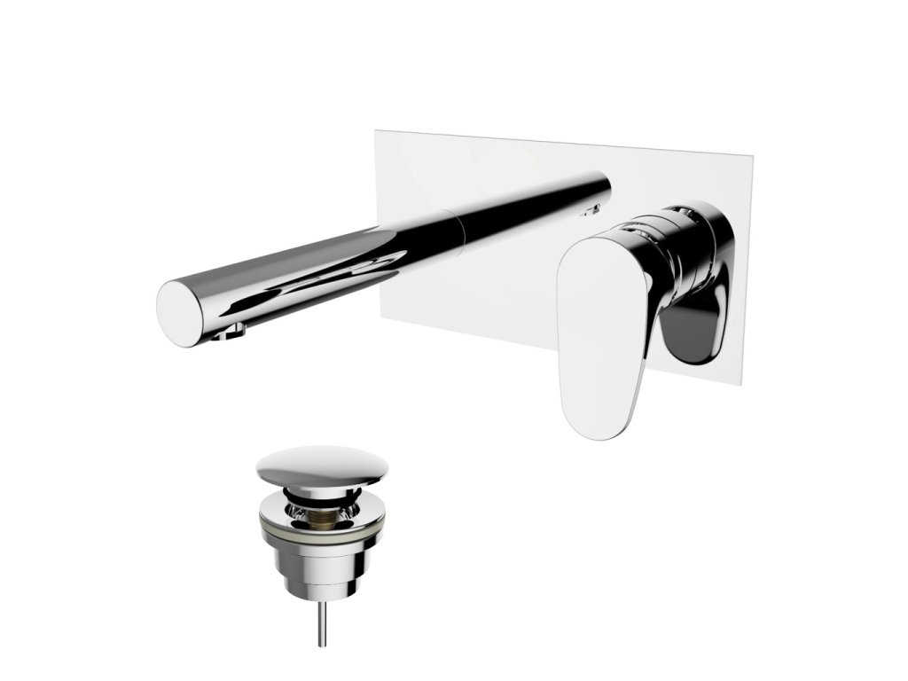 Teorema Tag - Umyvadlová baterie pod omítku, komplet, výtok 180 mm, výpusť CLICK chrom 8L314