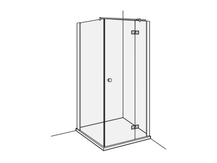Duscholux Basic - otevíravé dveře s pevným segmentem, P, pro vaničku 900 mm, CareTec, DL396.125822.751.062