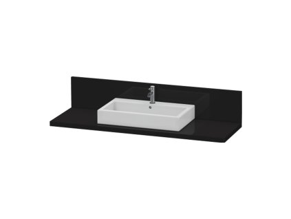 Duravit Delos - deska pod umyvadlo se zástěnou, 800x560 mm, barva: Černá vysoký lesk, D DL 040C.40