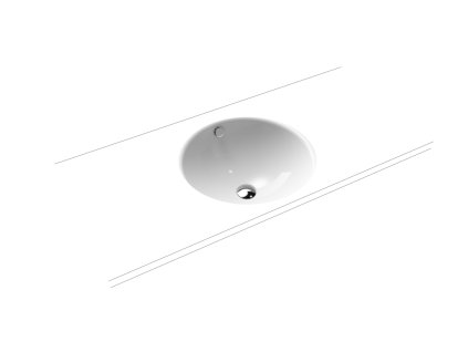 Kaldewei Classic - Umyvadlová mísa vestavná zdola s přepadem, Ø 420 mm, bez otvoru pro armaturu, AD, s Perl-effektem, alpská bílá 910006003001