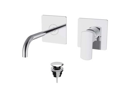 Teorema Edge- Umyvadlová baterie pod omítku, komplet, výtok 220 mm, výpusť CLICK chrom 8E318