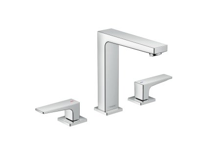 Hansgrohe Metropol Tříotvorová umyvadlová baterie 160 s plnými pákami a odtokovou soupravou Push-Open, chrom 32515000