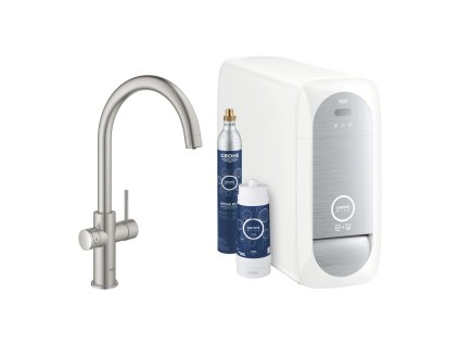 GROHE GROHE Blue Home - Startovní sada s výpustí ve tvaru C, SuperSteel 31455DC1