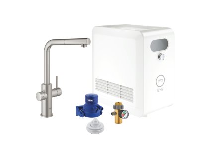 GROHE GROHE Blue Professional - Sada s L-výpustí a vytahovacím perlátorem, SuperSteel 31326DC2