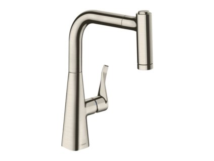Hansgrohe Metris M71 kuchyňská páková baterie 220, vytahovatelná sprška, 2jet, vzhled nerezu 14834800