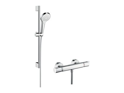 Hansgrohe Croma Select S Vario sprchová souprava na stěnu s termostatem Ecostat Comfort a sprchovou tyčí 65 cm, bílá/chrom 27013400